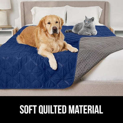 GORILLA GRIP Waterproof Bed Cover for Dogs, 82x52, Gripped Slip Resistant Backing, Leak Proof Washable Dog Blanket Covers Sofa, Couch, Sectional, Crate, Car, RV Seats, Pet Puppy Essentials, Navy Blue