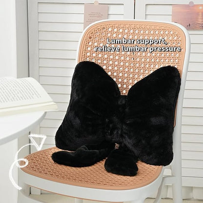 2 Pcs Coquette Bow Throw Pillows Cute Bowknot Plush Pillow Coquette Home Decor Stuffed Decorative Bow Lumbar Pillow for Girls Loft Bed Decor Accessories (Black+White)