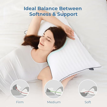GOHOME Pillows Standard Size Set of 4 - Bed Pillows for Sleeping 4 Pack, Cooling Supportive Hotel Pillows with Premium Soft Down Alternative Fill for Side Stomach and Back Sleepers