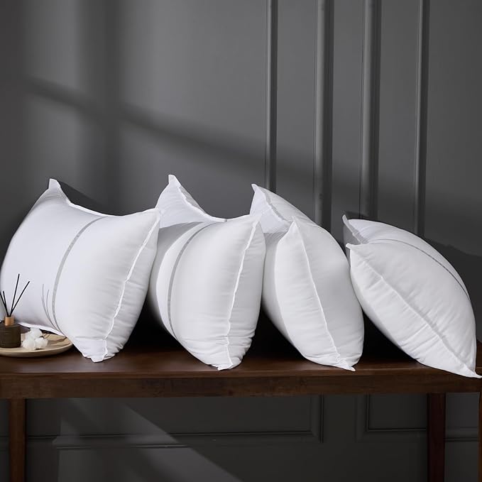 King Size Pillows Set of 4, Firm Hotel Pillows for Sleeping, Coolings Bed Pillows for Side & Back Sleepers, Down Alternative Filling, 20 x 34 Inches