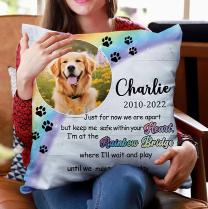 Personalized Pet Photo Memorial Throw Pillow (Insert Included), Dog Memorial Gifts for Loss of Dog, Pet Pillows Photo, Pet Loss Gift Sympathy Gift for Pet, Pillow Case Cover, Pillow Pet Dog