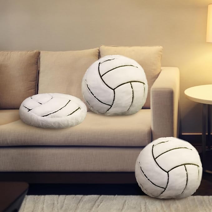 Gerrii 8 Pcs Ball Pillows 13.8" Sports Throw Pillows Plush Fluffy Cushion Sport Theme Fluffy Stuffed Plush Cushion for Team Gifts Bedroom Decoration(Volleyball)