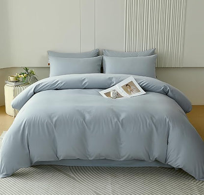 Houseri Light Blue Comforter Set - Soft, Breathable Twin Size for Boys & Girls - Dusty Blue Bedding with Greyish Blue Comforter & Quilts