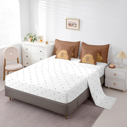 Erosebridal Cartoon Capybara 7 Piece Bedding Set Full Size,Zoo Animal Bed in a Bag,Farmhouse Rustic Bed Set Includes Comforter, Sheet Set, Pillowcases & Pillow Covers All Season Bedroom Decor