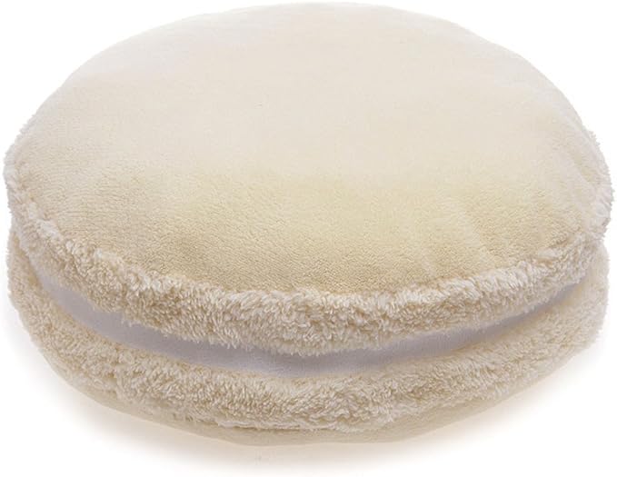 ChezMax Macaron Pillow Plush Back Bolster Cushion Microbead Throw Pillow Case Round Seat Cushion Home Decor Pillow for Sofa Bedroom Office Dormitory Car 14.5" Shiroi Koibito