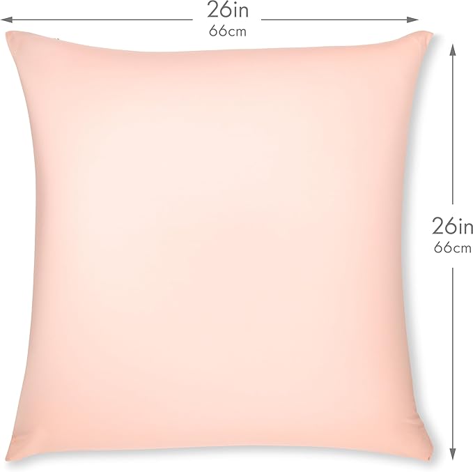 PILLOWY 26x26 Throw Pillowcases (Cover Only) - 85/15 Nylon, Spandex - Luxurious, Silky, Stretchy & Soft - 1Pcs Solid Color - A Perfect Choice for Couch Chairs Sofa Bed Adult/Kids Bedroom, Cream Peach