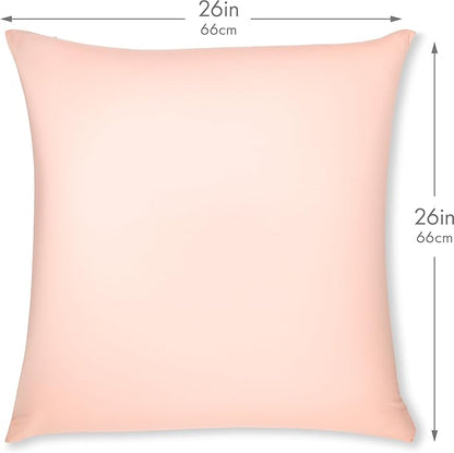 PILLOWY 26x26 Throw Pillowcases (Cover Only) - 85/15 Nylon, Spandex - Luxurious, Silky, Stretchy & Soft - 1Pcs Solid Color - A Perfect Choice for Couch Chairs Sofa Bed Adult/Kids Bedroom, Cream Peach