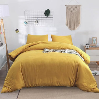 Pureant Mustard Yellow Comforter Set Full Dark Yellow Bedding Comforter Sets Yellow Full Comforter for Women Girls Soft Turmetric Yellow Full Size Comforter Sets Solid Ginger Yellow Blanket Durable