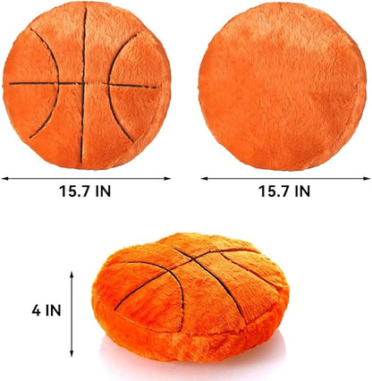Plush Basketball Pillow Sports Basketball Throw Pillow Fluffy Couch Pillows Room Decoration Soft Cushion with Sports Ball Design 15.7 Inches