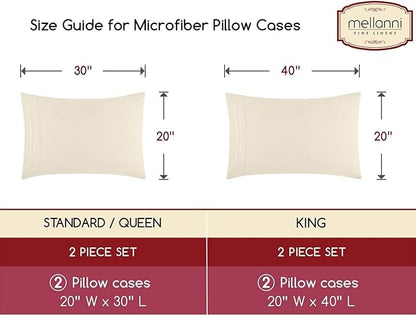Mellanni Pillow Cases - Luxury, Extra Soft, Cooling Pillow Covers - 2 PC Iconic Collection Pillowcases - Envelope Closure (King 20" x 40", Golden Ivory)