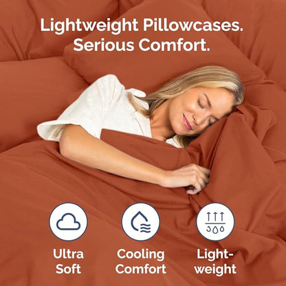 King Pillow Cases Set of 4 - Ultra Soft Hotel Quality Pillowcase Covers - Comfy, Cozy & Wrinkle Free - Shrinkage, Stain & Fade Resistant - Machine Washable Pillow Protectors - 4 Piece Set - Terracotta