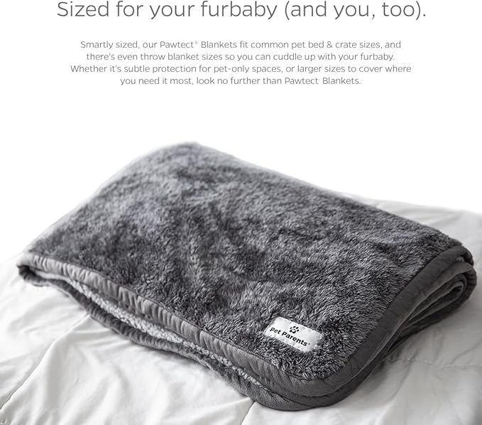 Pet Parents Pawtect Premium Waterproof Cat & Dog Blanket with WickQuick & Sherpup Technology, Puppy & Cat Blanket, Slate 50x60