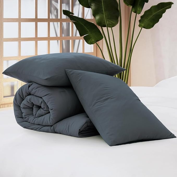WRENSONGE Oversized Queen Comforter Set - 3 Pieces Prewashed Blue Grey Comforter Soft Lightweight for All Seasons,Down Alternative Comforters Oversized Queen Size with 2 Pillow Shams