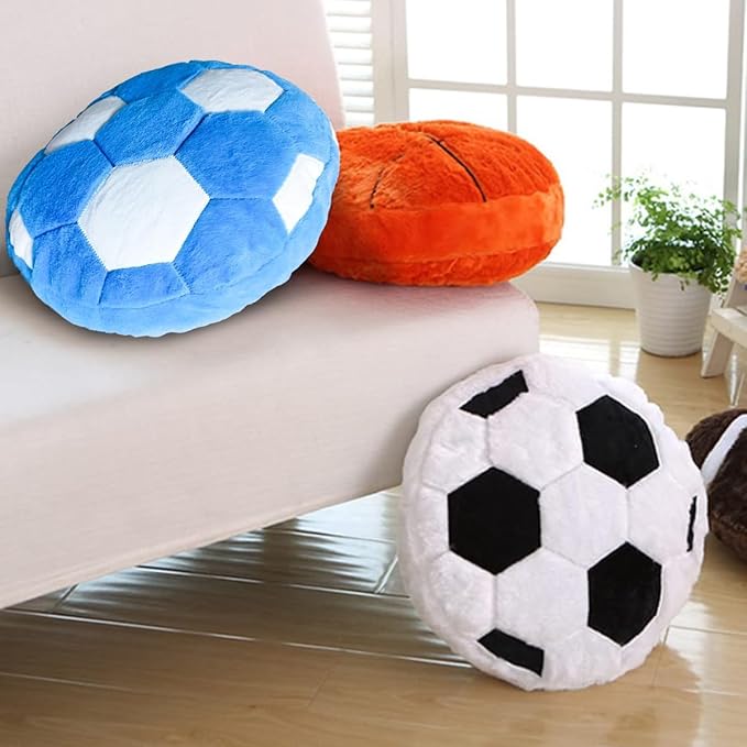 Plush Soccer Pillow, Round Ball Throw Pillow, Football Shaped Decorative Throw Pillow for Kids Room, Sofa, Bed-Soft & Fluffy Valentines Day Gifts 15.7 Inch (40 cm)