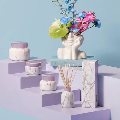 Capri Blue Modern Marble Reed Diffuser Set - Includes Reed Diffuser Sticks, Scented Oil & Glass Bottle - Luxury Scents for Bedroom Decor & Bathroom Air Freshener - Aloha Orchid (5.7 fl oz)