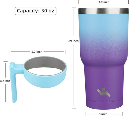 30 oz Tumbler with Handle and 2 Straw 2 Lid, Insulated Water Bottle Stainless Steel Vacuum Cup Reusable Travel Mug,Ocean Dream
