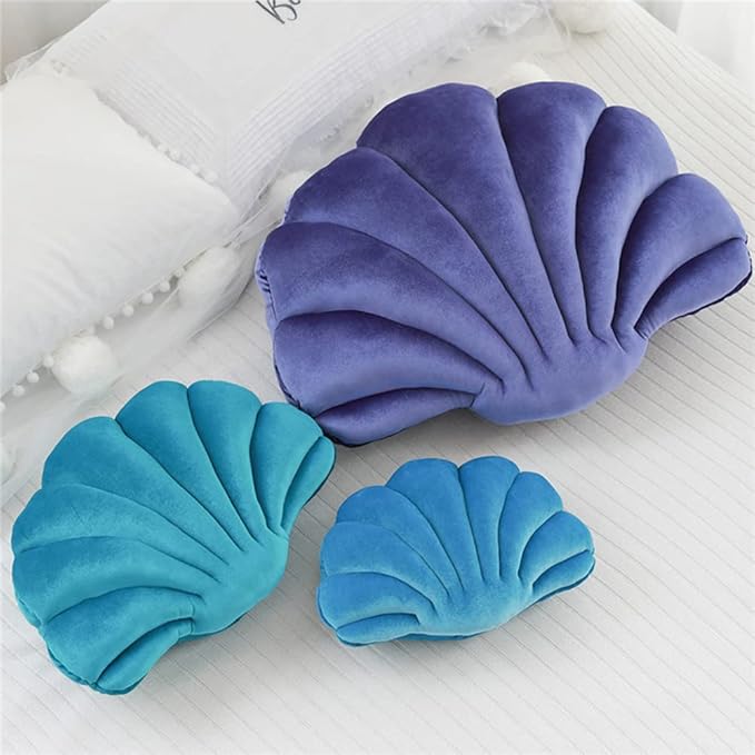 Patty Both Seashell Decorative Pillow Velvet Seashell Throw Pillow, Sea Shell Shaped Throw Pillow Decorative Pillows for Bed Couch Home Office Decor (Green, Small)