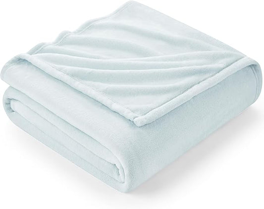 Hansleep Fleece Ice Blue Throw Blanket, Super Soft Flannel Fuzzy Plush Cozy Blanket for All Seasons, Ice Blue, Throw 50x60 Inches