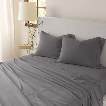 Jennifer Adams Eternal Sheet Set, 4-Piece Microfiber Sheets & Pillowcases - Ultra-Soft, Breathable and Wrinkle-Resistant (Graphite, California King)