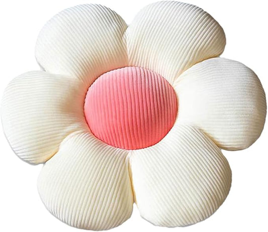 Flower-Shaped Cute Pillow, Flower Cushion, Reading Pillow and Leisure and Comfortable Pillow, Car Cushion (Beige/Pink, 60cm*60cm)