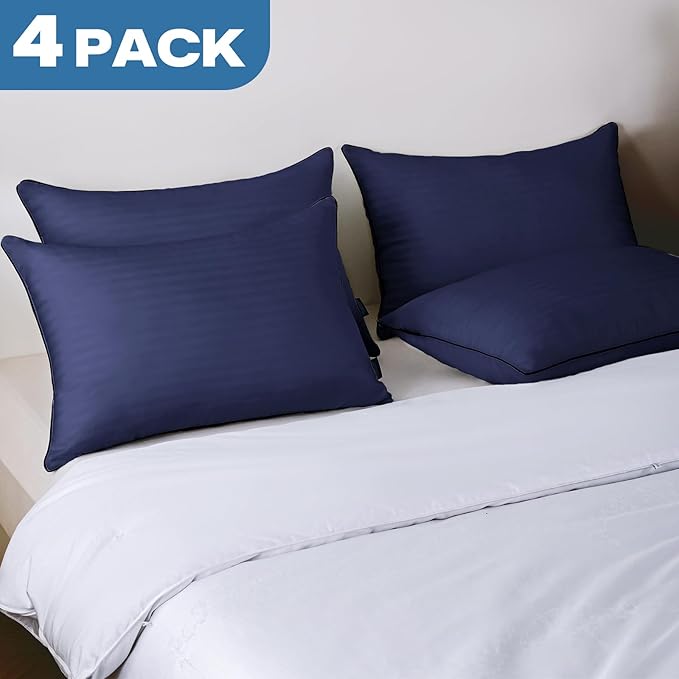GOHOME Pillows Queen Size Set of 4 - Bed Pillows for Sleeping 4 Pack, Cooling Supportive Hotel Pillows with Premium Soft Down Alternative Fill for Side Stomach and Back Sleepers