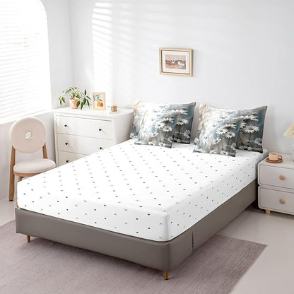 Feelyou Butterfly Comforter Set King Size 7 Pieces Vintage Floral Bedding Set for All Season Flower Botanical Nature Theme Bed in a Bag with Comforter, Sheets, Pillowcases & Cushion Cover