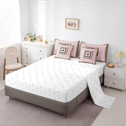 Feelyou Pink Western Cowboy Comforter Set with Sheets King Size Kids Rodeo Cowboy Horse 7 Pieces Bedding Set for Boys Girls Teens Western Star Bed in a Bag Grunge Design Bed Set