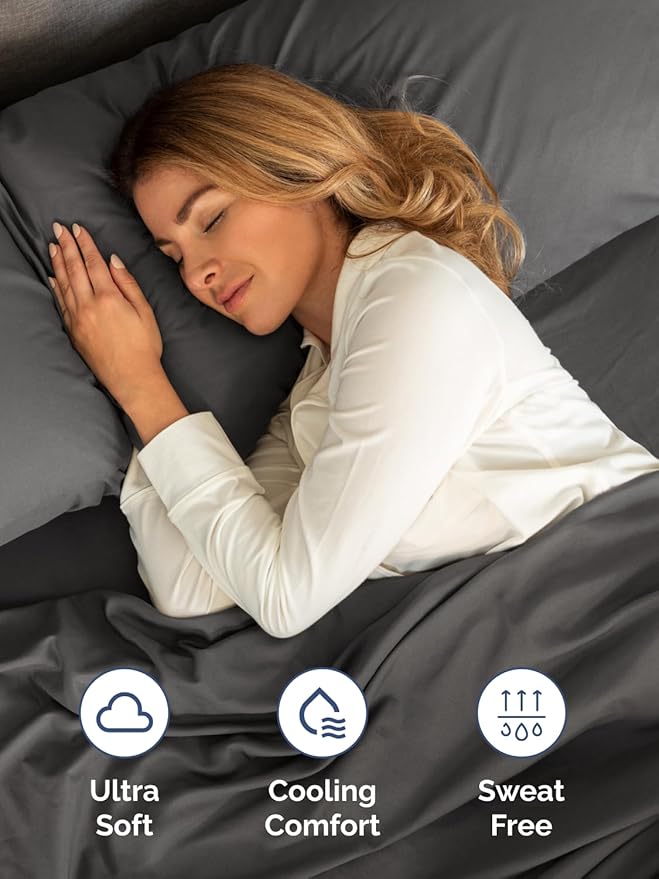 Extra Deep Full Sheet Set - 6 Piece Breathable and Cooling Sheets - Hotel Luxury Bedding for Women, Men, Kids & Teens - Easy & Secure Fit - Soft, Wrinkle Free and Comfy - Extra Deep Pockets - Charcoal