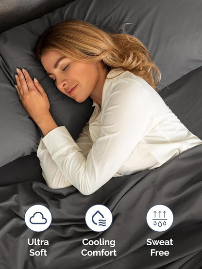 Extra Deep Full Sheet Set - 6 Piece Breathable and Cooling Sheets - Hotel Luxury Bedding for Women, Men, Kids & Teens - Easy & Secure Fit - Soft, Wrinkle Free and Comfy - Extra Deep Pockets - Charcoal
