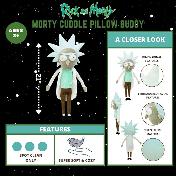 Franco Collectibles Kidult Adult Swim Rick & Morty Super Soft Plush, (100% Officially Licensed Product), Rick The Scientist