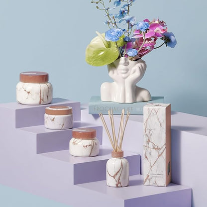 Capri Blue Modern Marble Reed Diffuser Set - Includes Reed Diffuser Sticks, Scented Oil & Glass Bottle - Luxury Scents for Bedroom Decor & Bathroom Air Freshener - Havana Vanilla (5.7 fl oz)