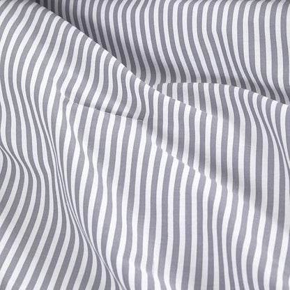 Wake In Cloud - Striped Comforter Set, 100% Cotton Fabric, Ticking Stripe Vertical Pinstripe Neutral Farmhouse Aesthetic, 3 Pieces Bedding Set, Gray, Twin/Twin XL Size