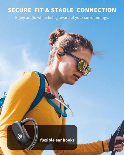 CXK Open Ear Headphones Bluetooth 5.4 Bone Conduction Headphones, True Wireless Earbuds with 60Hrs Stereo Sound, 0.27oz Lightweight Design, Open Earbuds with Mic, IPX6 Waterproof for Running, Black
