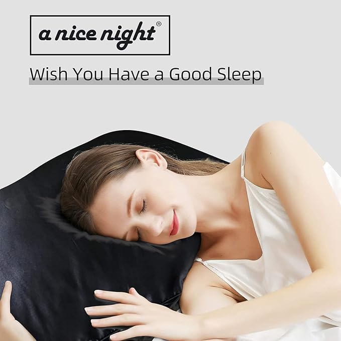 A Nice Night 5PCS Satin Silky Soft Quilt Luxury Super Soft Microfiber Bedding Thin Comforter Set Queen,Black