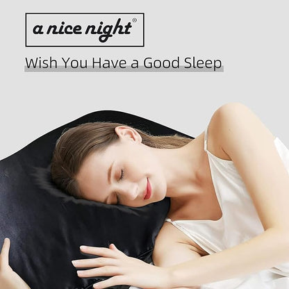A Nice Night 5PCS Satin Silky Soft Quilt Luxury Super Soft Microfiber Bedding Thin Comforter Set Queen,Black