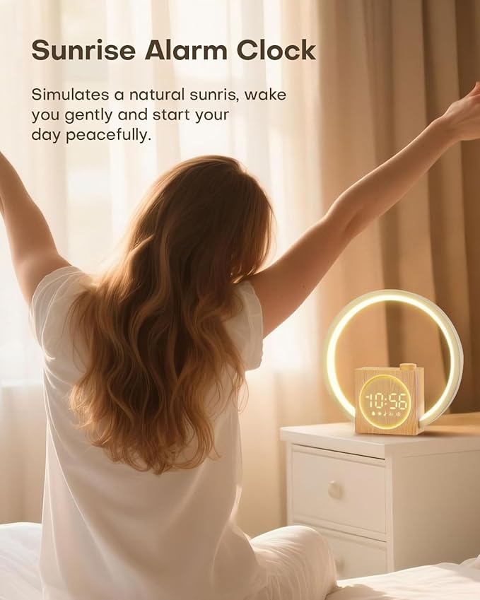 Sunrise Alarm Clock, White Noise Sound Machine for Bedrooms with 12 Color Ambient Nightlight, White Noise Machine with 30 Soothing Sounds, Gifts for Adults, Kids, Couples, Friends, Valentine