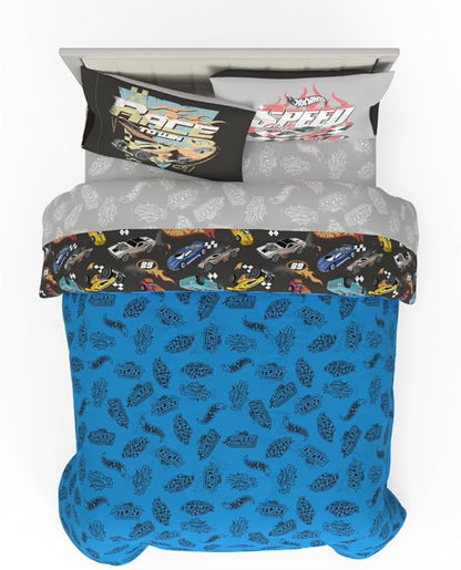 Hot Wheels Kids Bedding Super Soft Comforter and Sheet Set with Sham, 7 Piece Full Size, (Officially Licensed Product) by Franco