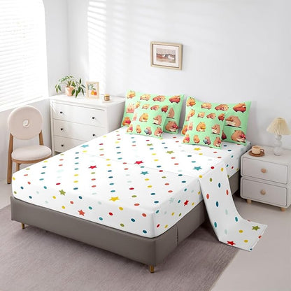 Erosebridal Funny Capybaras 7 Pieces Bedding Set Full,Capybara Lover Bed in a Bag,Cartoon Rodents Bed Set Includes Comforter,Sheet Set,Pillowcases & Pillow Covers,Green Khaki Capybara Bedroom Decor