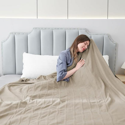 Electric Heated Blanket Full Size 72"x84",Fast Heating Throw, Soft Fleece for Bed & Sofa, 10 Hours Auto Off & 4 Heating Levels, Machine Washable, Gifts for Grandma & Family-Light Brown