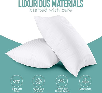 Utopia Bedding Bed Pillows King Size Set of 4 (White), Premium Soft Hotel Pillows, Original Down Alternative Filling, Pillow for Sleeping, Cooling Pillow for Back, Stomach and Side Sleeper