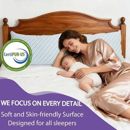 Memory Foam Pillows Standard Size Set of 2, Adjustable Cooling Firm Pillow for Side Back Stomach Sleepers with Washable Removable Cover