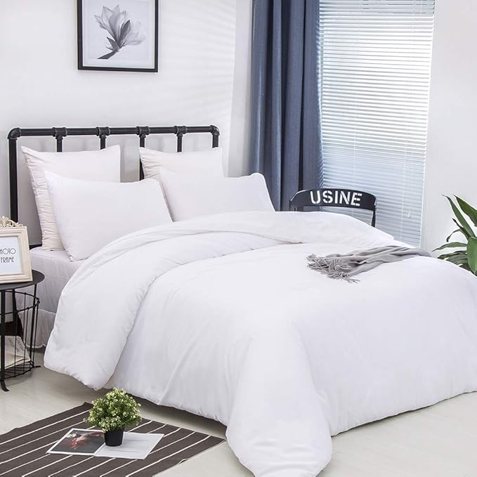 CLOTHKNOW White Comforter Set Twin 3Pcs White Bedding Comforter Sets Soft Bed Comforter Set with 2 x Pillow Cases
