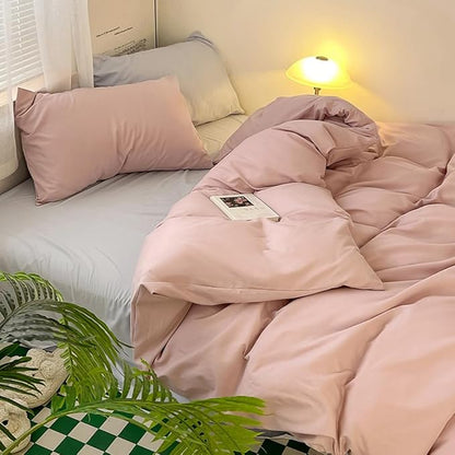 Wellboo Blush Pink Comforter Set Queen Size Bean Pink Bedding Comforter Sets for Women Girls Solid Pink Quilts Soft Modern Dusty Red Bed Blankets Light Pink Warm Minimalist Bedding with 2 Pillowcases