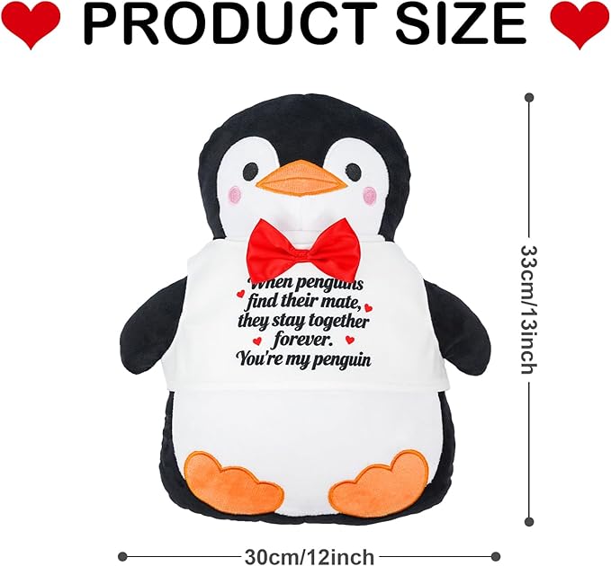 Valentines Day Penguin Pillow When Penguins Find Their Mate Gift Throw Pillows Penguin Plush Gifts for Adults Women Men Wife Husband Boyfriend Girlfriend