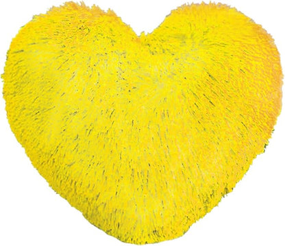 MorroMorn Fluffy Heart Throw Pillows, Shaggy Decorative Pillow for Sofa Couch Bed, Cute Room Decor Decorations for Women Girls Kids (Mustard Yellow)