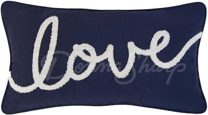 Donna Sharp 2-Piece Checkerboard Indigo Love Bird Decorative Throw Pillow Set - Pillows for Couch, Sofa, Beds, and Chairs - Includes 18" x 18" Square & 12" x 22" Rectangular Pillows