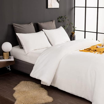 CLOTHKNOW White Velvet Queen Comforter Set Fluffy Bedding Comforter Sets All Season Soft White Comforter Queen with 2 x Pillow Cases