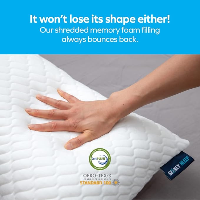 Sidney Sleep Mini Travel Size Neck Pillow - Knee, Back Lumbar and Support - Small Curved Pillow - 14 x 19 Inches - Adjustable Loft - Washable - Drawstring Backpack Included (White)
