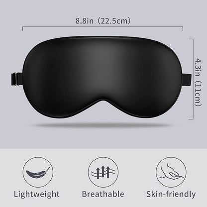 LULUSILK Mulberry Silk Sleep Eye Mask Blindfold with Adjustable Strap, Soft Eye Cover for Women Men Night Sleeping, Travel, Nap(Black)