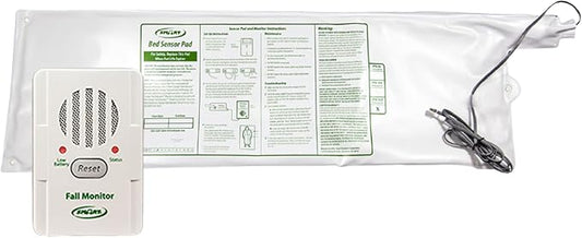 Smart Caregiver Bed Alarm for Elderly Adults – Fall Prevention System with 10"x30" Weight-Sensing Bed Pad – Automatically Alerts Caregiver When They Get Up